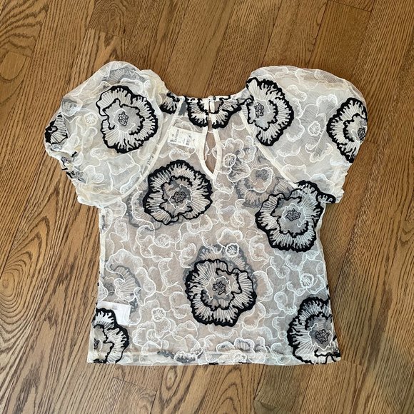 Express Floral Embroidered Lace Top, XS - Picture 3 of 9